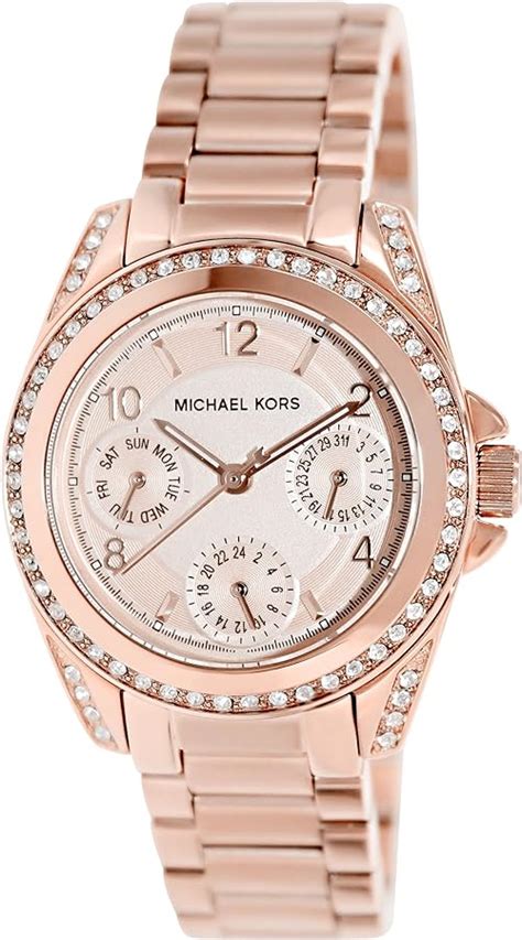 michael kors uhr blau rosegold|Michael Kors mini rose gold.